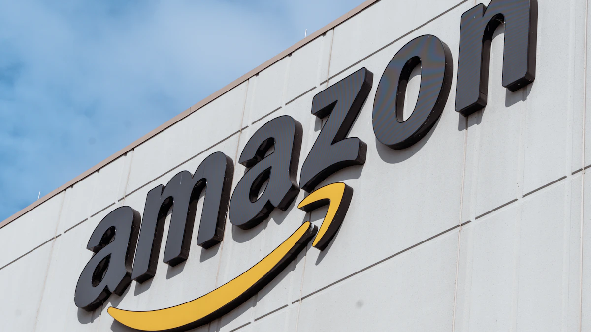 Amazon logo on a building facade, the company whose AWS cloud capacity Andy Jassy says is largely sold out through 2027