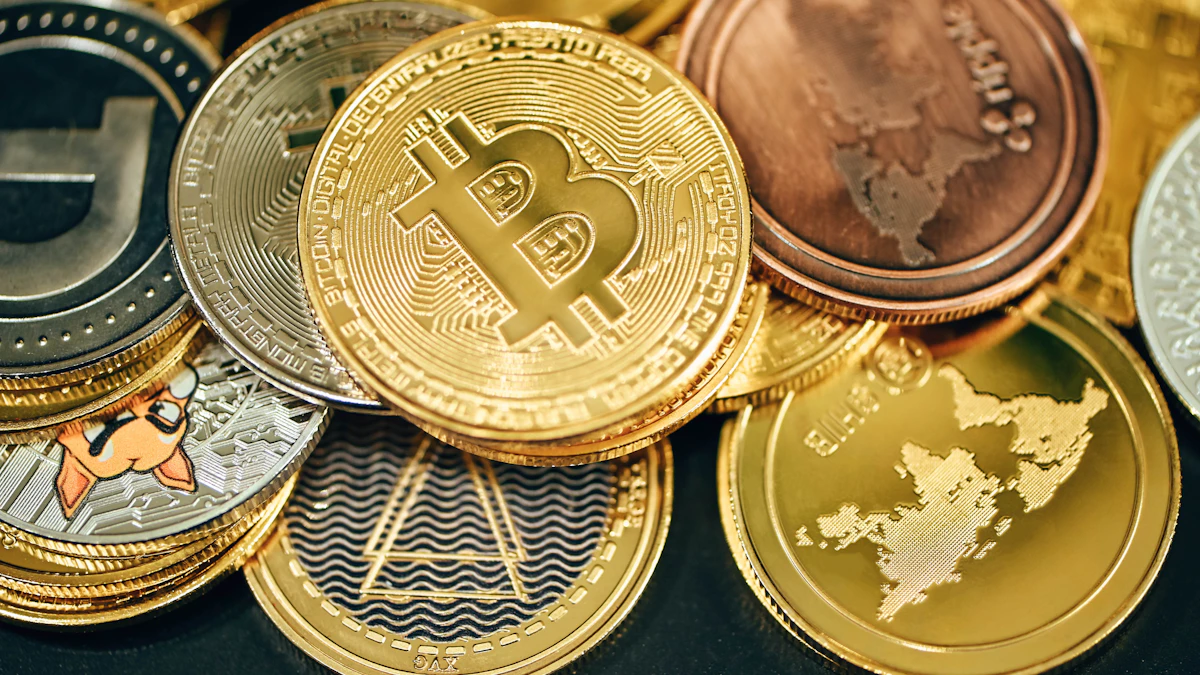 Pile of gold and silver bitcoin coins, the kind of crypto drained from Binance wallets in the record hack