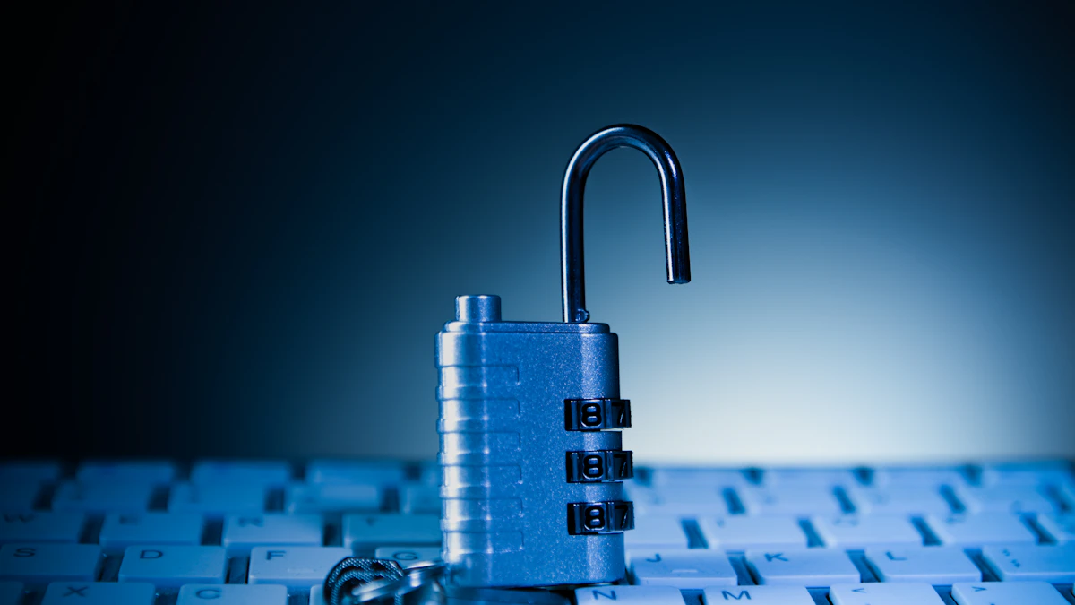 Unlocked padlock resting on a computer keyboard, illustrating the Chainalysis breach that exposed customer names and emails