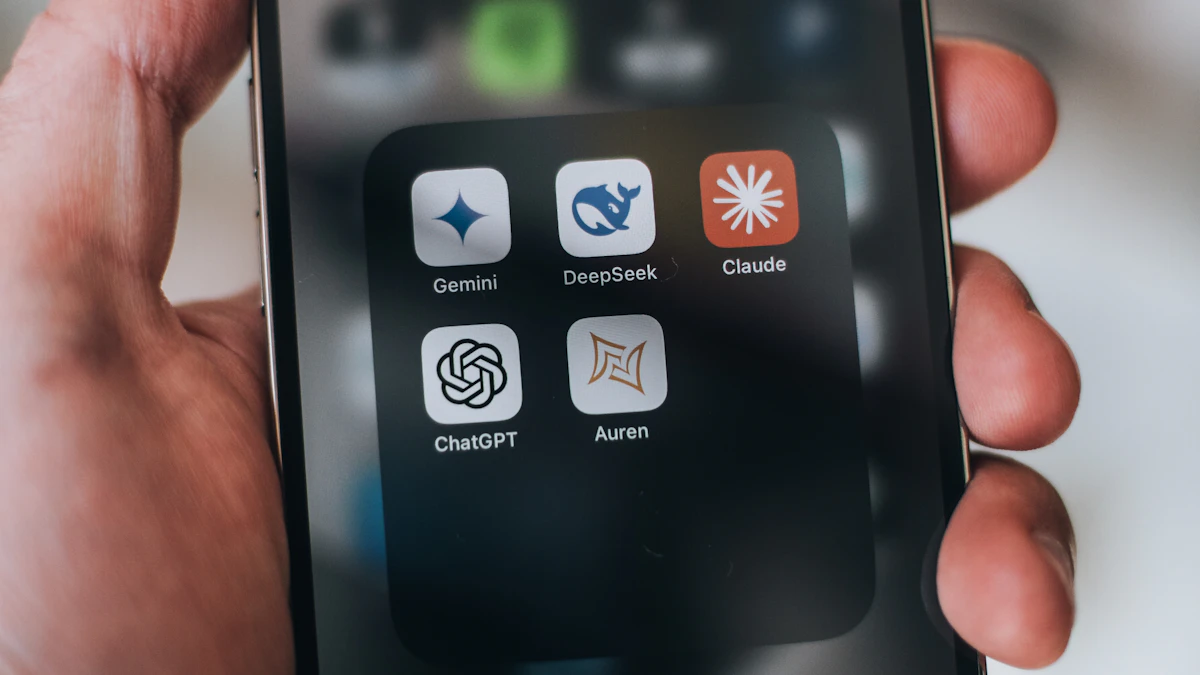 Hand holding a smartphone showing AI chatbot app icons, where ChatGPT custom instructions are set up