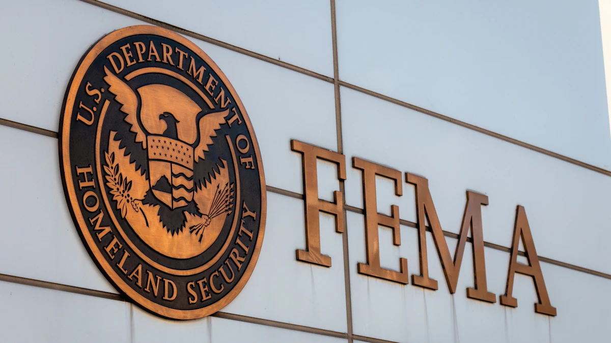FEMA logo on the side of a federal building, one of the agencies under the Department of Homeland Security