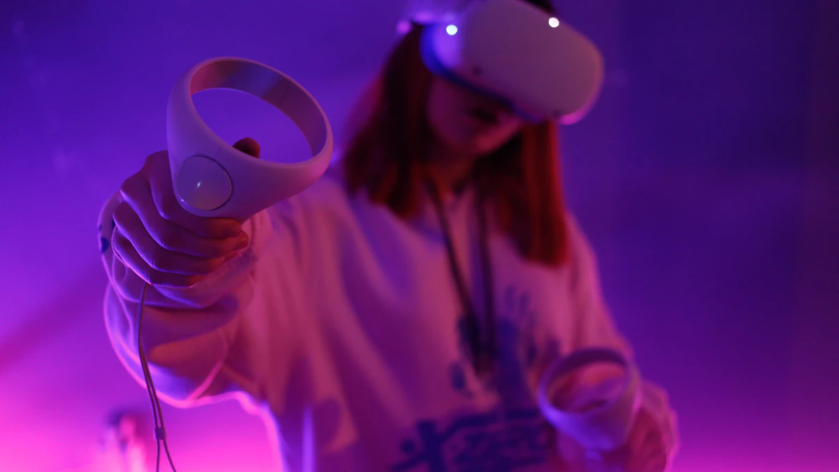 Woman gripping a video game controller, the kind of hands on play Genie 4 brings to AI generated worlds