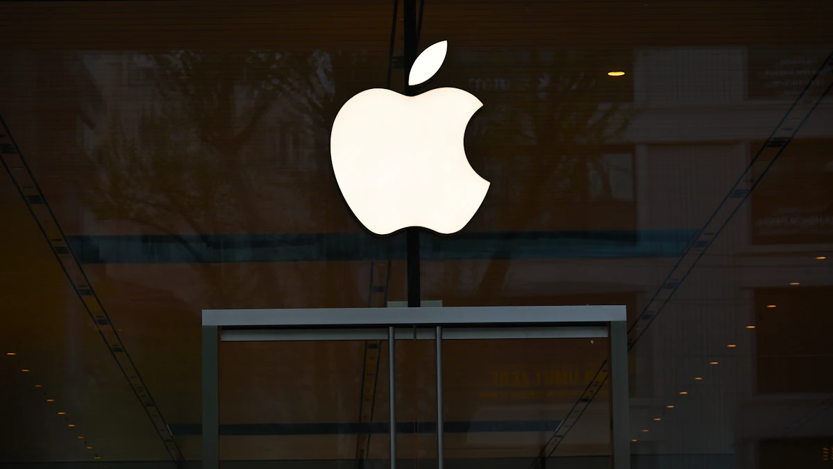 Apple logo reflected in the glass facade of an Apple Store building as the iPhone Duo goes on sale in stores