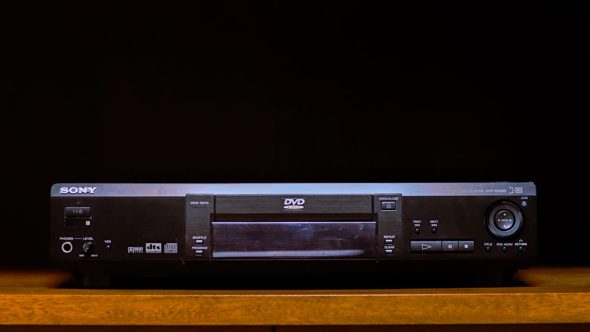 Black Sony disc player resting on a wooden table, the kind of home video gear Sony is now phasing out