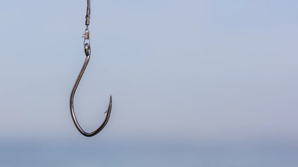 Metal fishing hook hanging over the side of a boat, a visual nod to how phishing scams bait people